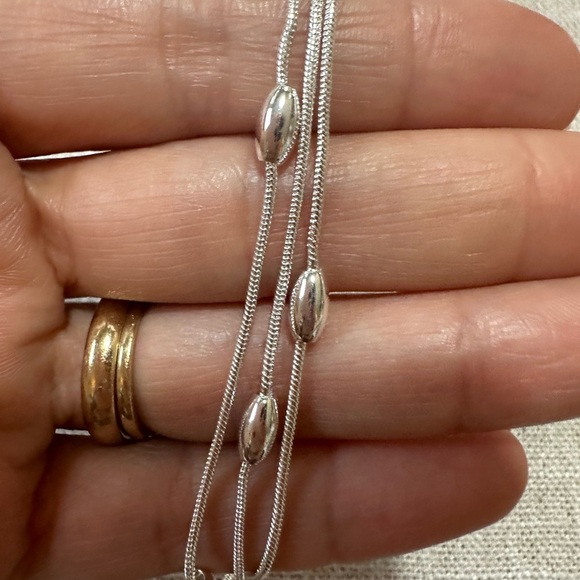 Sterling Silver plated Beaded Bracelet 8” - Picture 2 of 6